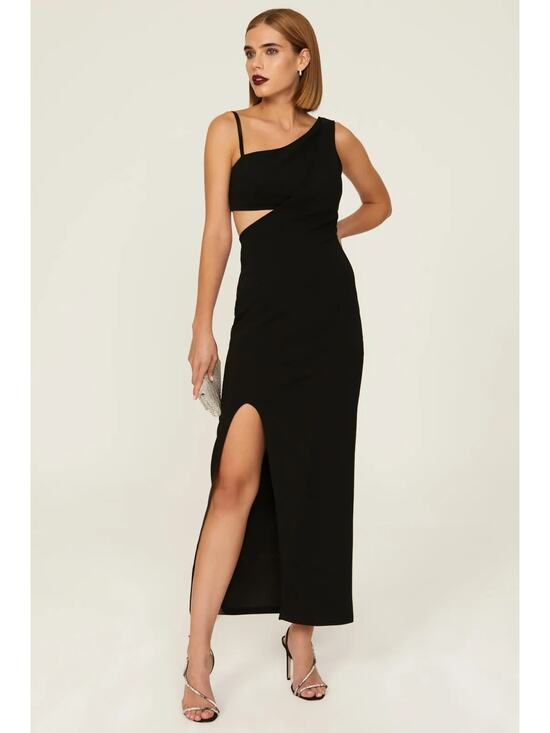 RACHEL Rachel Roy Dresses & Skirts - RACHEL Rachel Roy Phoenix Gown Asymmetric Neck Cutout Maxi Sheath Dress Black M